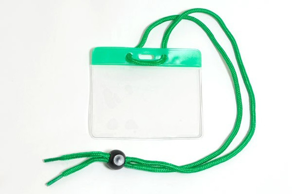 Brady 1860-2804 Vinyl Horizontal Holder with Green Color Bar and Neck Cord ( 100 pack ) 1860-2804