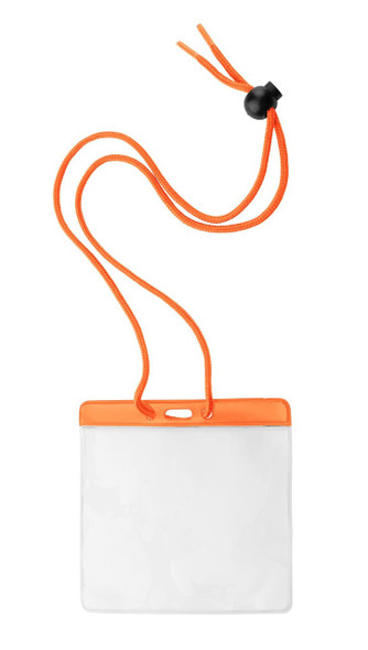 Brady 1860-2905 Vinyl Horizontal Holder with Orange Color Bar and Neck Cord ( 100 pack ) 1860-2905