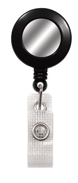 Brady 2120-4501 Black Badge Reel with Silver Sticker, Reinforced Vinyl Strap & Spring Clip