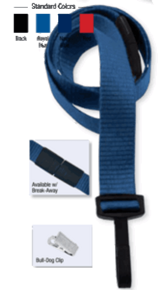 2138-6003 5/8" Ribbed Material Lanyard Badge Card Holder - w/ Break-Away - Navy Blue - Bull-Dog Clip ( 100 pack )