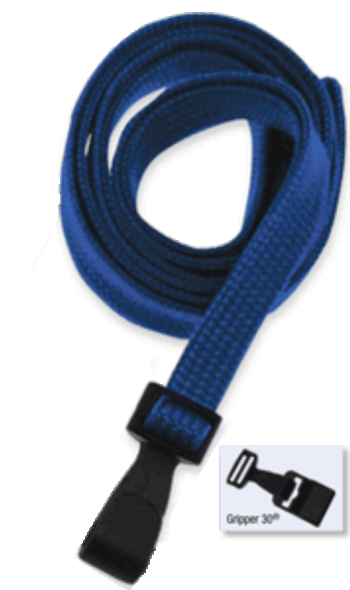 2135-4734 3/8" No Twist" Lanyard Badge Card Holder - Non Break Away - Navy Blue - Wide Hook w/ Gripper 30 ( 100 pack )