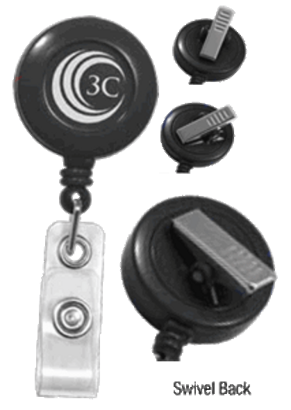 Black Round Badge Reel with Clear Vinyl Strap and Swivel Back - 100 Per  Pack - 2120-7601 : : Office Products