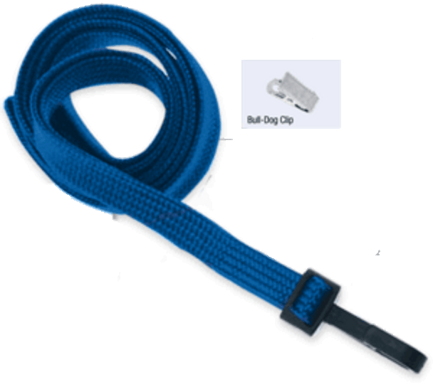 Brady 2135-3552 3/8" Flat Braided Lanyard Badge Card Holder - Non Break-Away - Royal Blue - Bull-Dog Clip 2135-3552