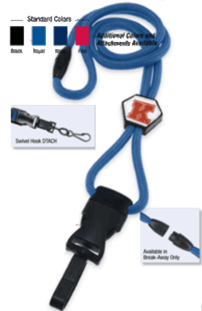 Brady 2135-4503 1/4" optibraid DTACH Lanyard Badge Card Holder w/ Break-Away & Diamond Slider - Navy Blue - Swivel Hook DTACH ( 100 pack ) 2135-4503