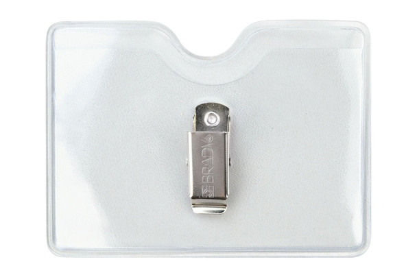 Brady 1809-1000 BADGE HOLDER, HORIZONTAL BRADY CLOTHING FRIENDLY CLIP ON BACK, CLEAR FRONT AND ORANGE PEEL BACK ( 100 PACK ) 1809-1000