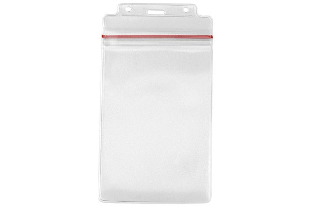 Brady 1815-1112 BADGE HOLDER, 4x6" (ID) VERTICAL ZIP-LOCK W/RED, STRIPE BADGE HOLDER ( 100 PACK ) 1815-1112