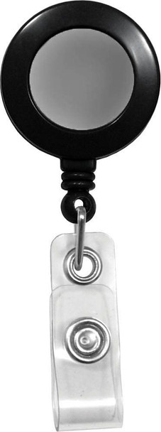 Brady 2120-3151 Black Badge Reel with Silver Sticker, Clear Vinyl Strap & Belt Clip