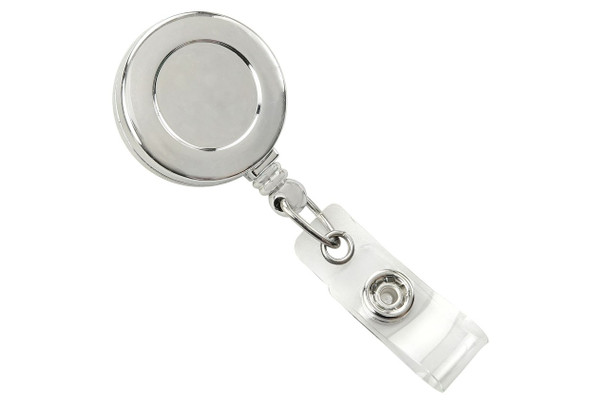 Brady 2120-4700 Chrome (Plastic) Badge Reel with Clear Vinyl Strap & Spring Clip ( 25 pack ) 2120-4700