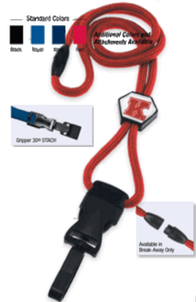Brady 2135-4624 1/4" optibraid DTACH Lanyard Badge Card Holder w/ Break-Away & Round Slider - Red - Split Ring DTACH ( 100 pack ) 2135-4624