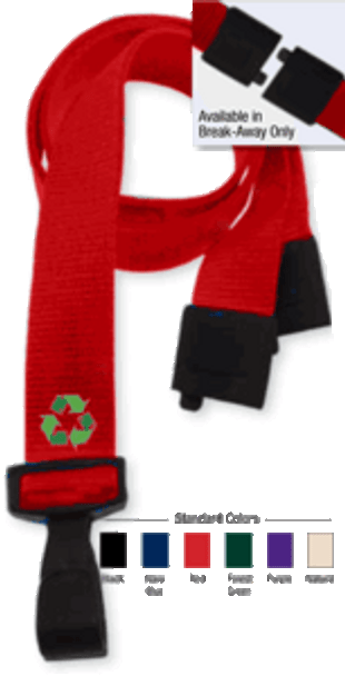 2137-2060 3/8" P.E.T. Recycled Lanyard Badge Card Holder - Red - Wide "No-Twist" Plastic Hook ( 100 pack )