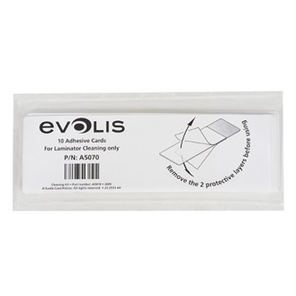 Evolis A5070 ADHESIVE CARD CLEANING KIT (FOR LAMINATOR) - 10 adhesive cards A5070