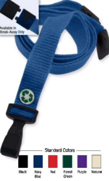 2137-2046 3/8" Bamboo Lanyard Badge Card Holder - Navy Blue - Wide "No-Twist" Plastic Hook ( 100 pack )