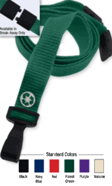 2137-2047 3/8" Bamboo Lanyard Badge Card Holder - Forest Green - Wide "No-Twist" Plastic Hook ( 100 pack )