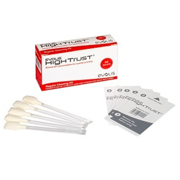 Evolis ACL013 REGULAR CLEANING KIT - 5 adhesive cards with 2 adhesive-free zones, 5 swabs ACL013