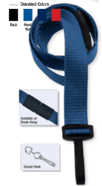 Brady 2138-5003 5/8" Ribbed Material Lanyard Badge Card Holder - w/ Break-Away - Navy Blue - Swivel Hook ( 100 pack ) 2138-5003
