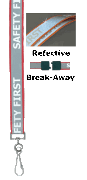 Brady 2135-2526 White "SAFETY FIRST" Letters on Reflective Material on Red Lanyard Badge Card Holder ( 100 pack ) 2135-2526