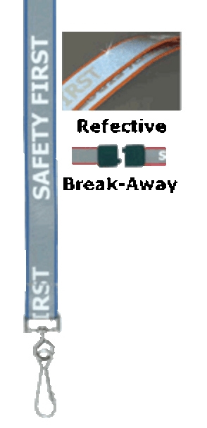 Brady 2135-2527 White "SAFETY FIRST" Letters on Reflective Material on Royal Blue Lanyard Badge Card Holder (100 pack ) 2135-2527