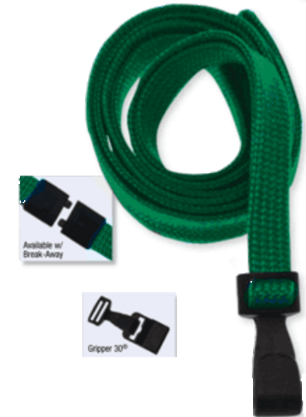 2137-4736 3/8" "No Twist" Lanyard Badge Card Holder - w/ Break Away - Green - Wide Hook w/ Gripper 30 ( 100 pack )