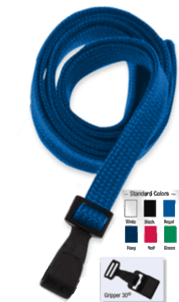 2135-4733 3/8" No Twist" Lanyard Badge Card Holder - Non Break Away - Royal Blue - Wide Hook w/ Gripper 30 ( 100 pack )