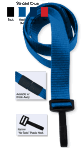 2138-4040 5/8" "No Twist" Lanyard Badge Card Holder - w/ Break Away - Royal Blue - Narrow "No Twist" Plastic Hook