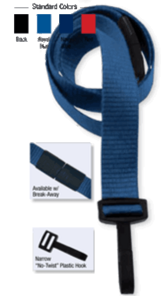 2138-4080 5/8" "No Twist" Lanyard Badge Card Holder - w/ Break Away - Navy Blue - Narrow "No Twist" Plastic Hook ( 1000 pack )