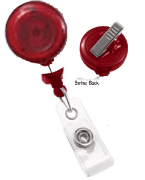 2120-7647 "No Twist" Swivel Back Reel Badge Holder - Translucent Red
