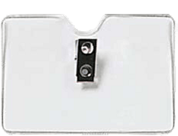 Brady 1810-1000 Name Badge Vinyl Badge Card Holder w/ 2-Hole Clip & Orange Peel Texture - Horizontal ( 100 PACK ) 1810-1000