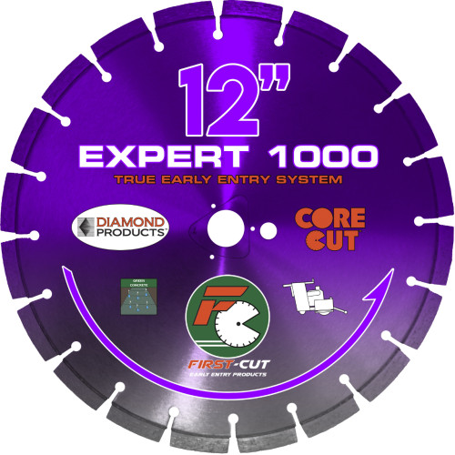 First Cut Purple Early Entry Blade Very Hard Aggregate- 12 inch, For Diamond Product Saws w/Skid Plate