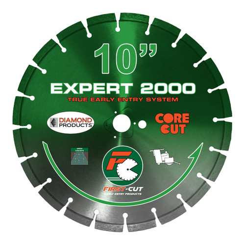 First Cut Green Early Entry Blade Hard Aggregate- 10 inch, For Diamond Product Saws w/Skid Plate