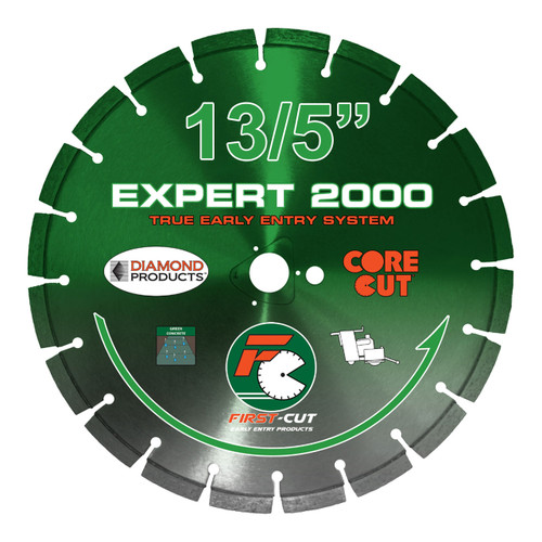 First Cut Green Early Entry Blade Hard Aggregate- 13 1/2 inch, For Diamond Product Saws w/Skid Plate