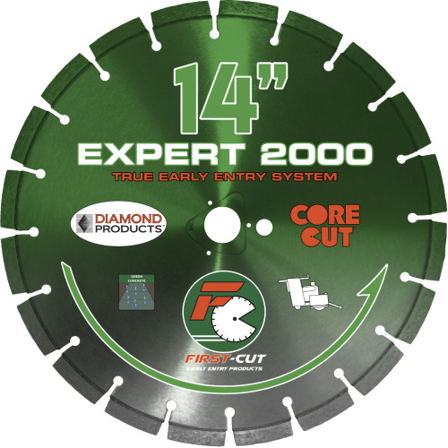 First Cut Green Early Entry Blade Hard Aggregate- 14 inch, For Diamond Product Saws w/Skid Plate