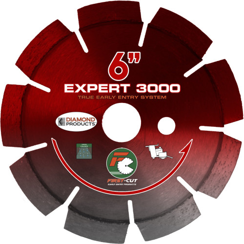 First Cut Red Early Entry Blade Medium Hard Aggregate- 6 inch, For Diamond Product Saws w/Skid Plate