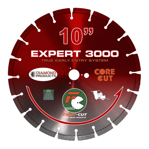 First Cut Red Early Entry Blade Medium Hard Aggregate- 10 inch, For Diamond Product Saws w/Skid Plate