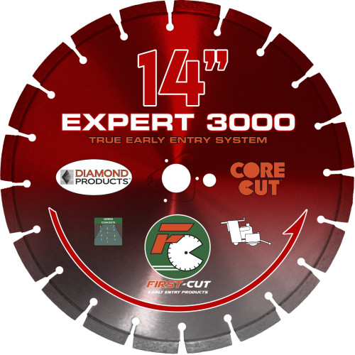 First Cut Red Early Entry Blade Medium Hard Aggregate- 14 inch, For Diamond Product Saws w/Skid Plate