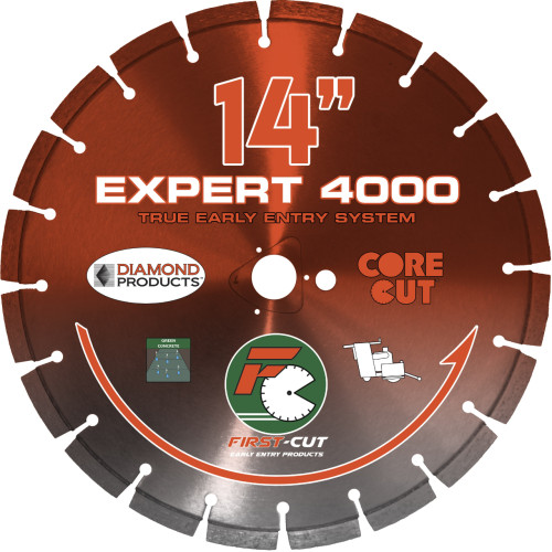 First Cut Orange Early Entry Blade Medium Aggregate- 14 inch, For Diamond Product Saws w/Skid Plate