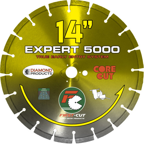 First Cut Expert Yellow Early Entry Blade for Medium Soft Aggregate- 14 inch, Soff Cut Compatible