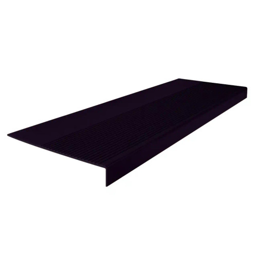 Roppe Ribbed Stair Tread, Black Rubber- 12 1/4 X 36 Inch Square Nose