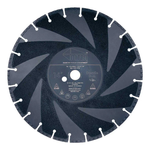 Diteq D-25 Fast Cutting Premium Ductile Iron Diamond Blades, 14 inch