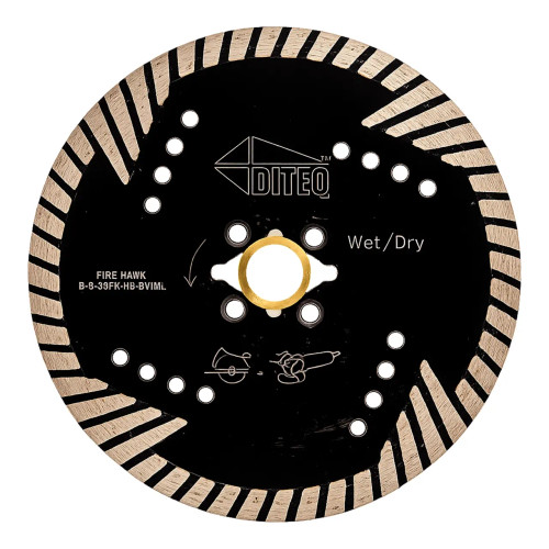Diteq B-22 Firehawk III Turbo Blade for Concrete and Stone, 4 inch, Pack of 10