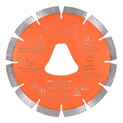 Diteq GC 45AX Arix Fast Early Entry Green Concrete Blade, Orange, Soff Cut, 6 inch
