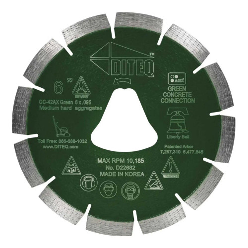 Diteq GC-42AX Arix Early Entry Fast Pro Green Liberty Bell Blade For Hard Aggregate, Soff Cut 6 inch