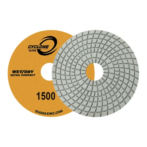 Diamax Cyclone Ultra Wet Dry Polishing Pads, 1,500 Grit 4 inch, Granite Stone Marble