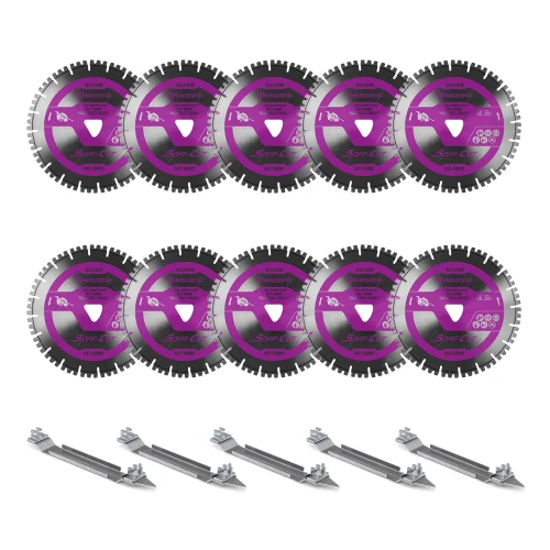 Husqvarna Vari Soff Cut VC-1000, 6 inch, Purple Early Entry Blades | Very Hard Aggregate, 10 Pack + 5 Skid Plates