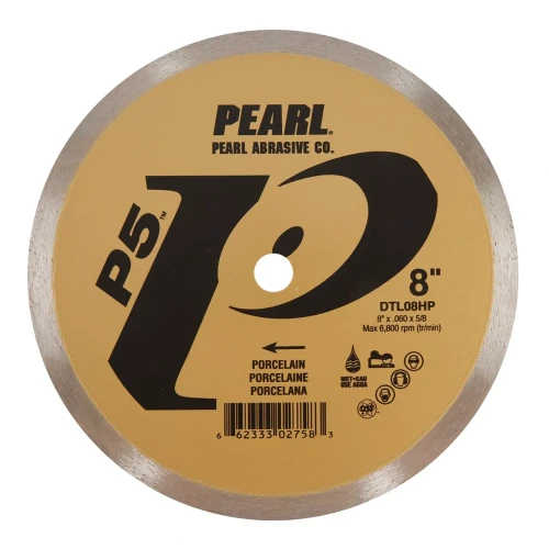 Pearl Abrasive P5 Continuous Rim Diamond Blade- Porcelain, 8 Inch