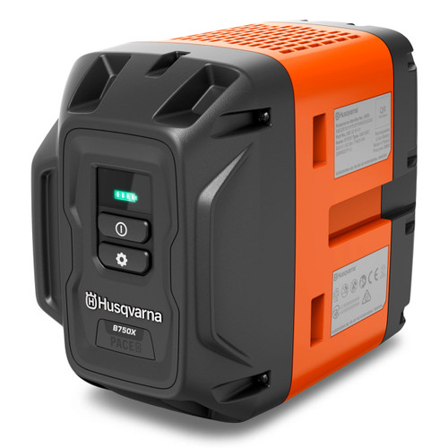 Husqvarna PACE B750X Battery Pack with Visible Buttons and Indicator Lights.