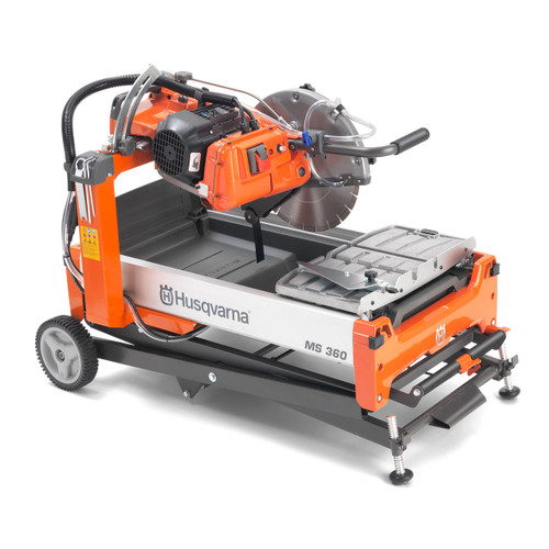 Husqvarna MS 360 Masonry Saw, front view slightly angled to the right with diamond blade