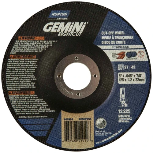 Norton Gemini RightCut INOX/Stainless Steel 5 inch Type 27 Stainless Steel/Metal