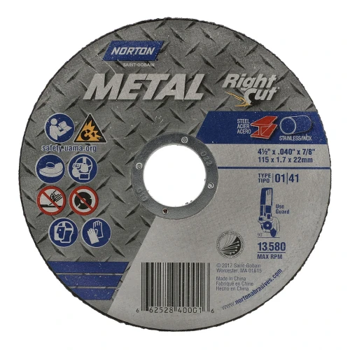 Norton Metal RightCut 4 1/2 inch Type 01 Stainless Steel/Metal