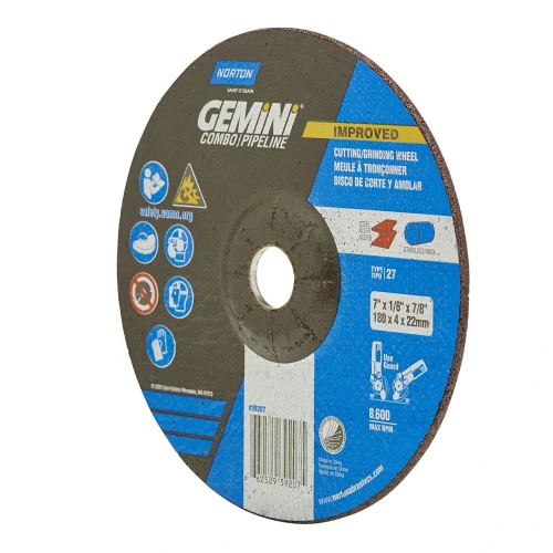Norton Gemini Aluminum Oxide 7 inch Type 27 Stainless Steel/Metal