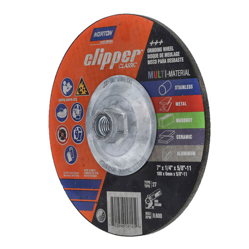 Norton Clipper Classic 7 inch Depressed Center Grinding Wheel Type 27, Multi-Material, 50 Piece Savings